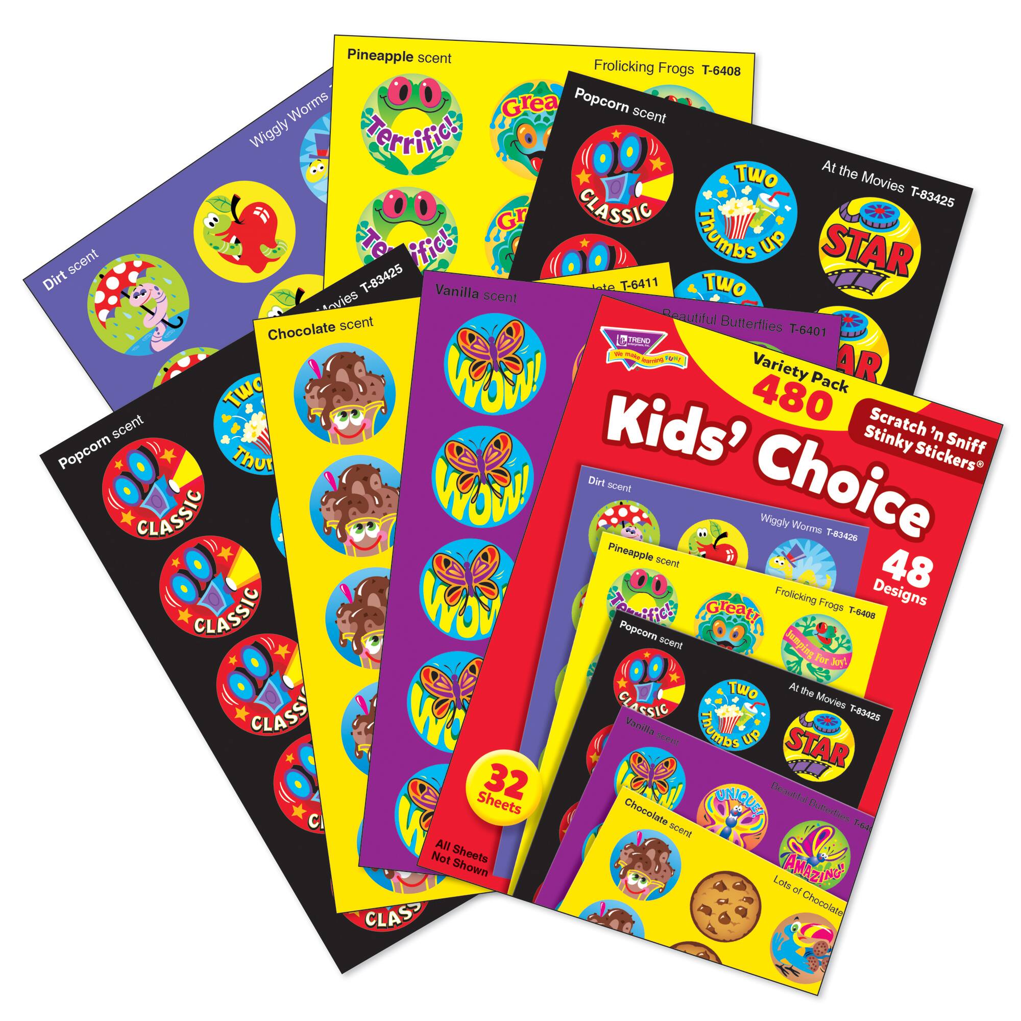 Trend Enterprises® 1” Round Kids' Choice Stinky Stickers®, 480 Pack